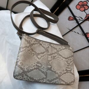 Jewell Chic Taupe Snakeskin Crossbody Bag